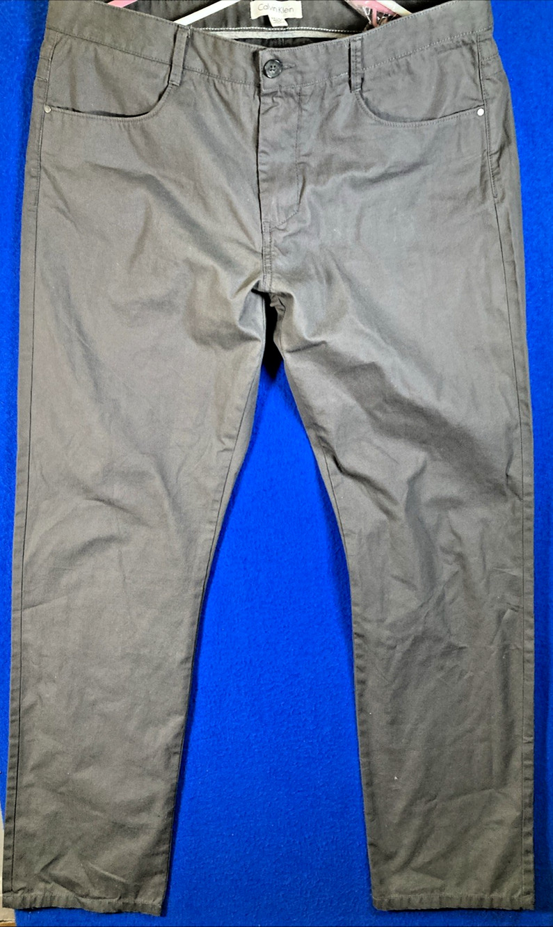 Calvin Klein Men's Slim Fit Chino Pants Gray Cotton Stretch Size 36x32
